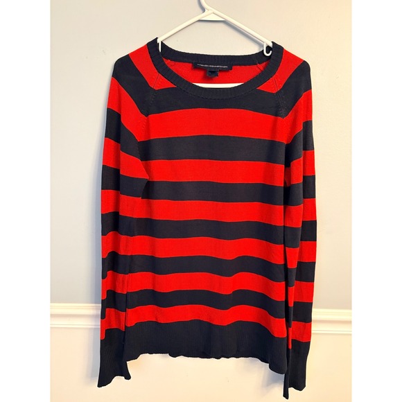 French Connection Sweaters - French Connection Red Navy Striped Fisherman Nautical Long Sleeve Sweater L